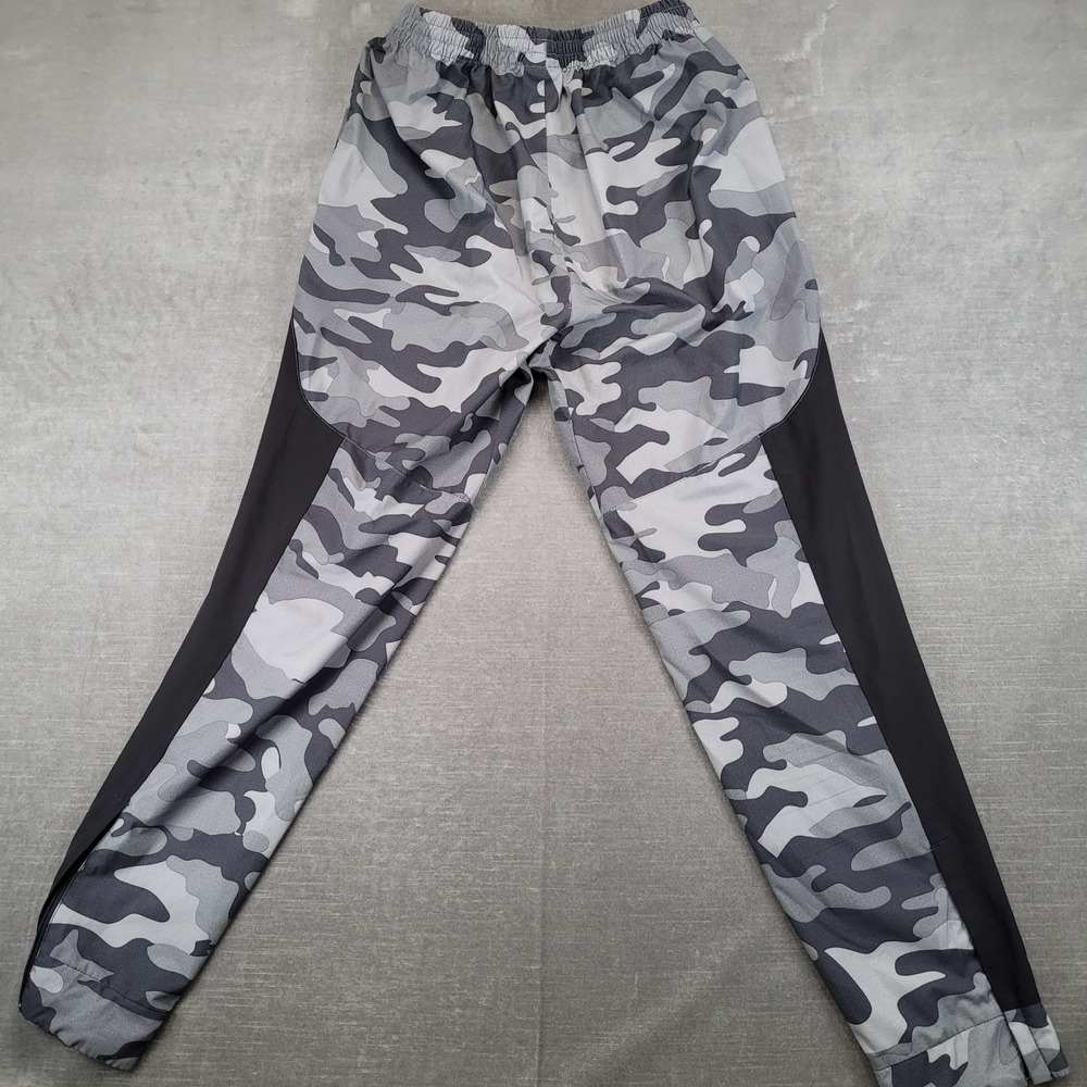 New Balance Mens Large Gray Camo Track Pants Ankle Zip Running Joggers